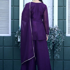 Women's Crunchy Silk Kurta With Pant & Dupatta Set