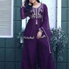 Women's Crunchy Silk Kurta With Pant & Dupatta Set