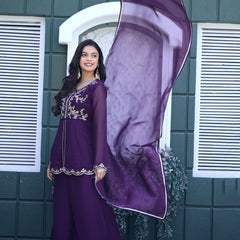 Women's Crunchy Silk Kurta With Pant & Dupatta Set