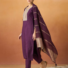 Parampara Kurta Pant Set With Jacquard Dupatta