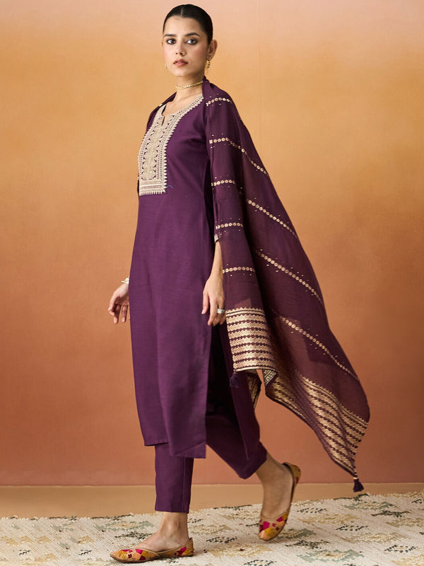 Parampara Kurta Pant Set With Jacquard Dupatta
