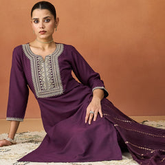 Parampara Kurta Pant Set With Jacquard Dupatta