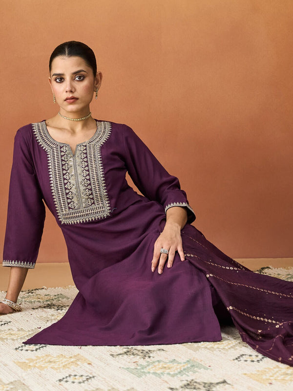 Parampara Kurta Pant Set With Jacquard Dupatta