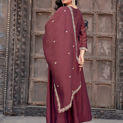 Vichitra Silk Embroidered Kurta Pant with Dupatta Set
