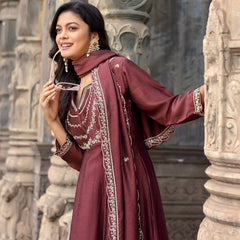 Vichitra Silk Embroidered Kurta Pant with Dupatta Set