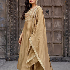 Vichitra Silk Embroidered Kurta Pant with Dupatta Set