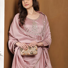 Vichitra Silk Kurta Pant Set With Vichitra Silk Dupatta