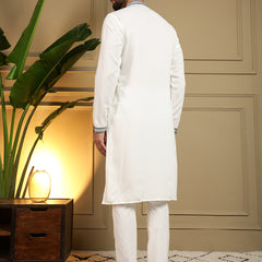 Men’s Viscose Silk Embroidered Kurta with Semi Cotton Chudidar