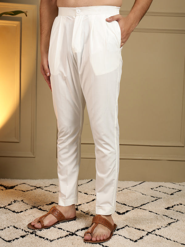 Men’s Viscose Silk Embroidered Kurta with Semi Cotton Chudidar