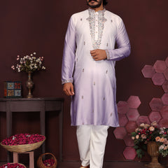 Men’s Premium Cotton Silk Embroidered Kurta with Raymond Cotton Pyjama