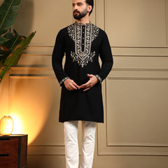 Men’s Armani Lachko Embroidered Kurta with Semi Cotton Chudidar