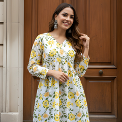 Women’s Cotton Printed Flared Short Kurti