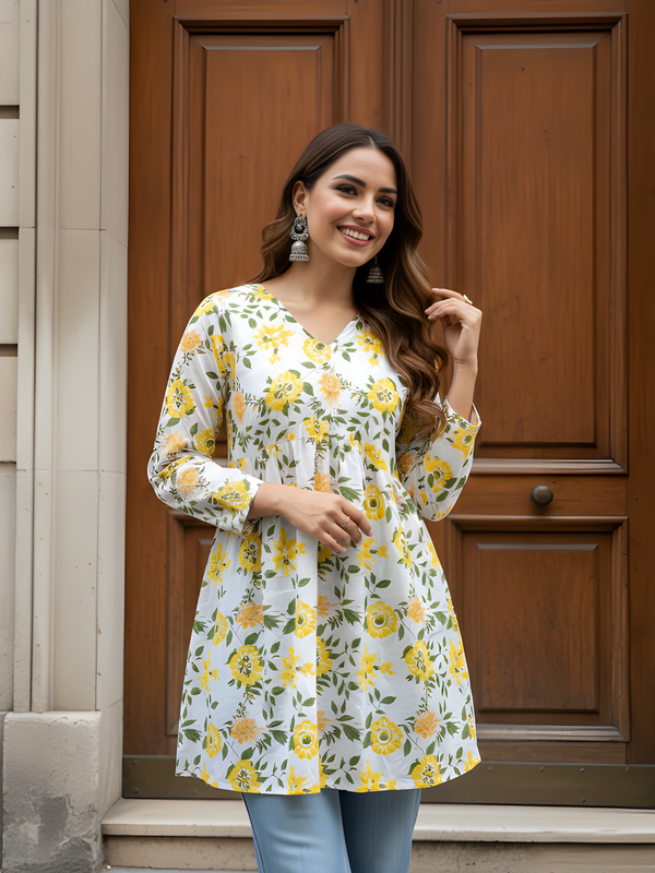 Women’s Cotton Printed Flared Short Kurti