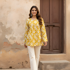 Women’s Cotton Printed Flared Short Kurti