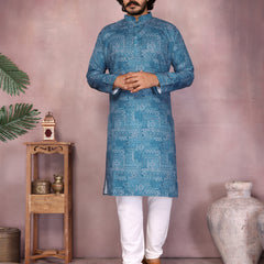 Men’s Cotton Sequence Work Kurta with Semi Cotton Chudidar
