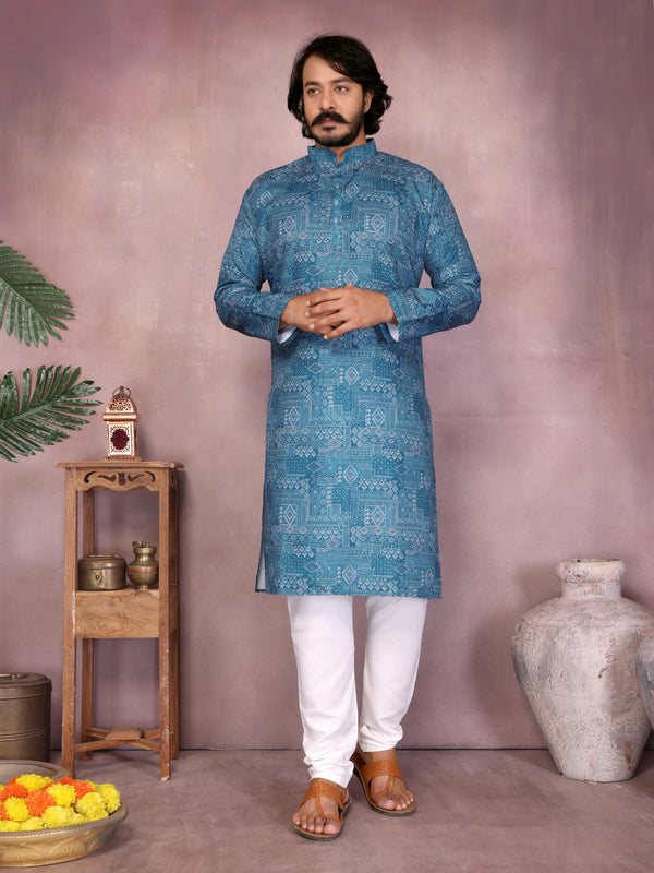 Men’s Cotton Sequence Work Kurta with Semi Cotton Chudidar