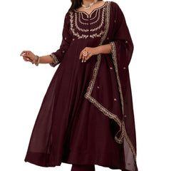 Vichitra Silk Embroidered Kurta Pant with Dupatta Set