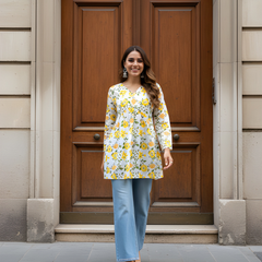 Women’s Cotton Printed Flared Short Kurti