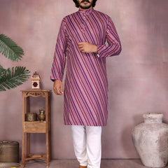 Men’s Heavy Cotton Printed Kurta Pyjama Set