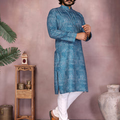 Men’s Cotton Sequence Work Kurta with Semi Cotton Chudidar