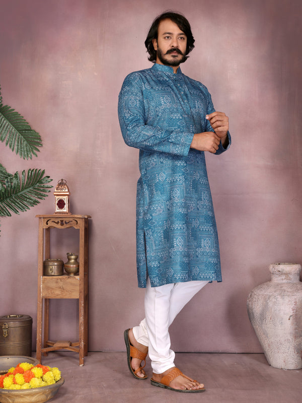 Men’s Cotton Sequence Work Kurta with Semi Cotton Chudidar