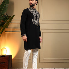 Men’s Armani Lachko Embroidered Kurta with Semi Cotton Chudidar