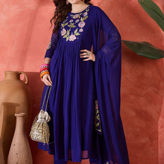 Women's Silk Blend Kurta Pant Set With Silk Blend Dupatta