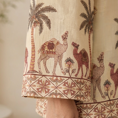 Women’s Off-White Cotton Kalamkari Printed Tunic