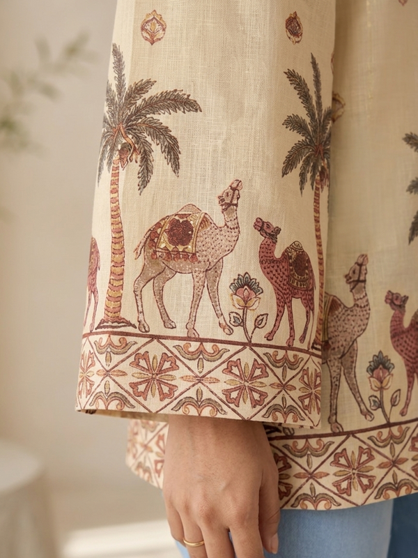 Women’s Off-White Cotton Kalamkari Printed Tunic