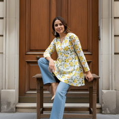 Women’s Cotton Printed Flared Short Kurti