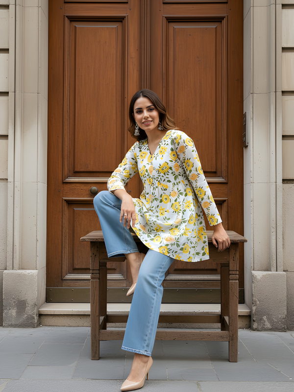 Women’s Cotton Printed Flared Short Kurti