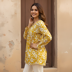 Women’s Cotton Printed Flared Short Kurti