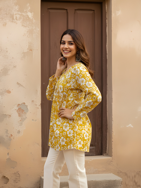 Women’s Cotton Printed Flared Short Kurti