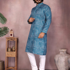 Men’s Cotton Sequence Work Kurta with Semi Cotton Chudidar