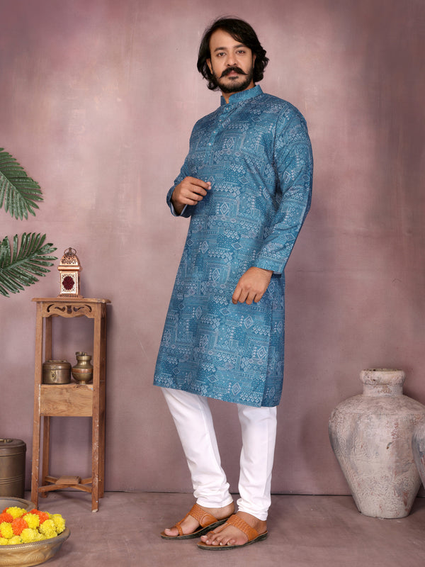 Men’s Cotton Sequence Work Kurta with Semi Cotton Chudidar