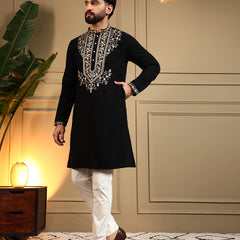 Men’s Armani Lachko Embroidered Kurta with Semi Cotton Chudidar