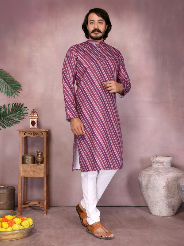 Men’s Heavy Cotton Printed Kurta Pyjama Set