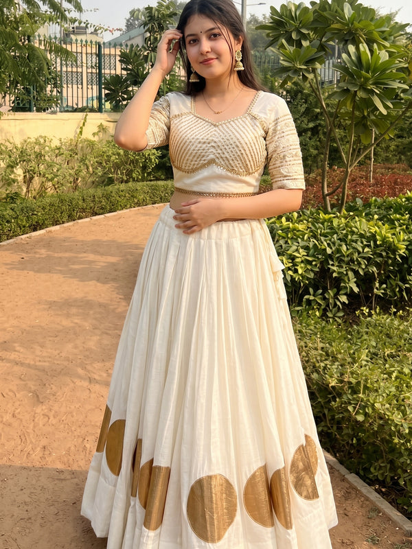 Pure Roman Cotton Gota Lehenga Choli for Navratri