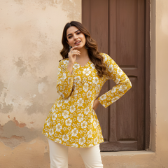 Women’s Cotton Printed Flared Short Kurti