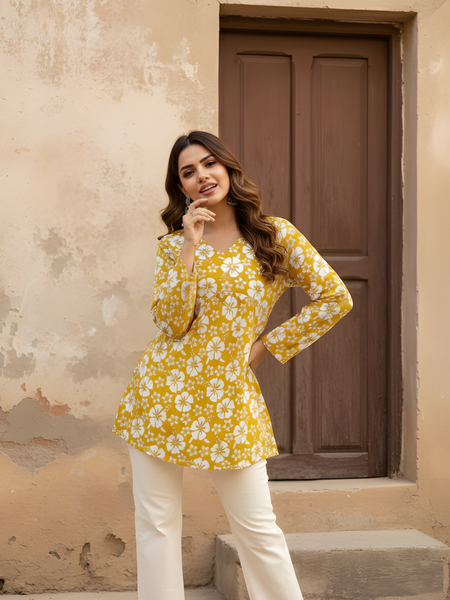 Women’s Cotton Printed Flared Short Kurti
