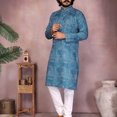 Men’s Cotton Sequence Work Kurta with Semi Cotton Chudidar