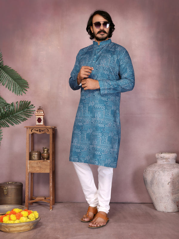 Men’s Cotton Sequence Work Kurta with Semi Cotton Chudidar