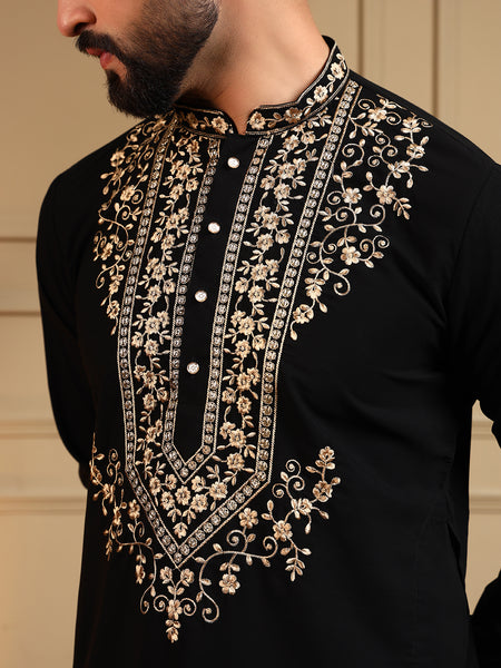 Men’s Armani Lachko Embroidered Kurta with Semi Cotton Chudidar