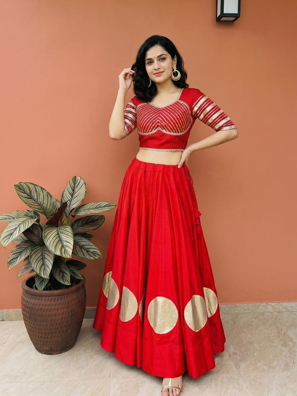 Pure Roman Cotton Gota Lehenga Choli for Navratri