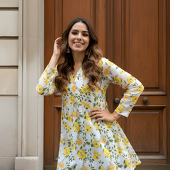 Women’s Cotton Printed Flared Short Kurti
