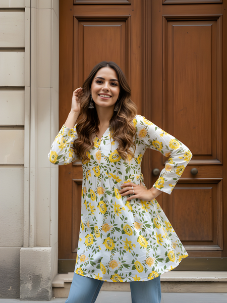 Women’s Cotton Printed Flared Short Kurti