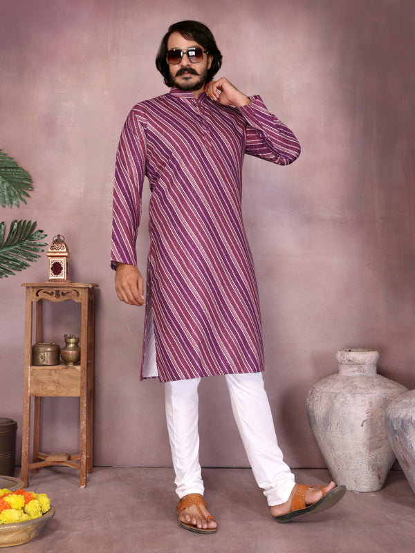 Men’s Heavy Cotton Printed Kurta Pyjama Set