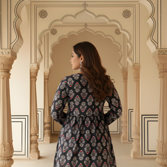 Women’s Black Rayon Printed Fancy Tunic Top