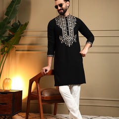 Men’s Armani Lachko Embroidered Kurta with Semi Cotton Chudidar