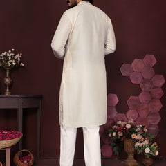 Men’s Premium Smart Silk Mirror Work Kurta with Raymond Cotton Pyjama